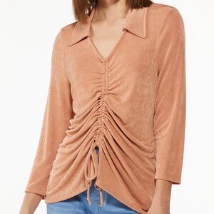 Ruched Front Collared Top